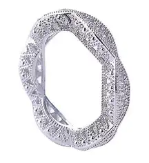 NEW 1Ct Ribbon Pave‎ Simulated Diamond 18kgp Eternity Wedding Band Ring Size 6.5