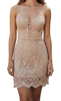 BEBE Sexy Little Pink Lace Cut Out Mini Dress With Shorts Underneath EUC Size 2