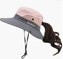 Korean style Summer sun protective hiking Hat for adult pink
