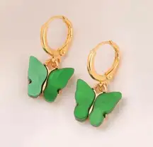 Green Butterfly dangle Earrings