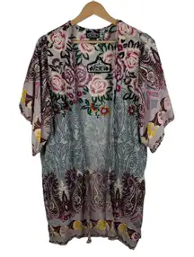NWT Angie Floral Paisley Kimono Small Multicolor Open Front Lightweight Boho