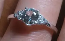 Lab Created White Sapphire Sterling Silver Radiant Promise Ring (Size 9)