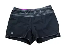 Athleta  Women’s Small Athletic Zip Pocket Running Mid Rise Black Gray Shorts‎