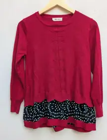 Sweater Women's Two-in-One Long Sleeve Brand Fashion Girl Red Black Size Large