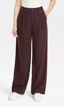✨A New Day Women's High-Rise Relaxed Fit Baggy Wide Leg Sz 8 Brown Trousers✨