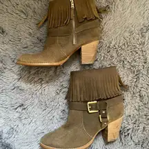 Lauren Ralph Lauren suede fringe boho booties size 6