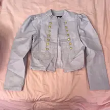 Chocolate Light Lavender Blazer with Gold Buttons