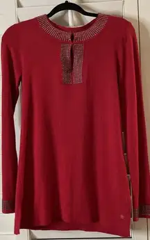 Dana Buchman Women’s XS Red Chili Pepper‎ Rhinestone Sweater Top Sparkly NEW
