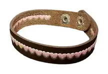 Handcrafted Leather Bracelet with Pink‎ Stitching Boho Chic WristbandR-49