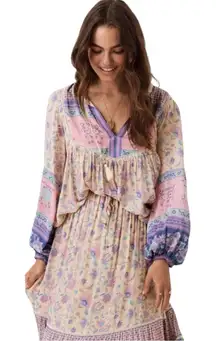 Spell & The Gypsy Portobello Road Blouse Lavender / Pink Flowy Floral Boho Top M