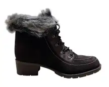 Sporto Size 8 NEW HOLLY Womens Ankle Boots Leather Faux Fur Brown Lace Up Heeled