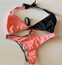 Paula Cahen D'anvers Color Block Bikini Tie Front Size 2