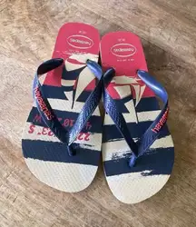 Havaianas Flip Flops Sailboat Print Blue Red Men’s 8 / Women’s 10 EU 41/42