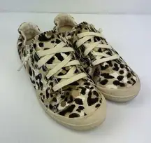 Time And Tru  Womens Size 7 Brown White Leopard Print Sneakers Scrunch Back Shoes