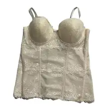 Marilyn Monroe Envy Lace Bustier Size Large Cream Lingerie Corset 10E-34