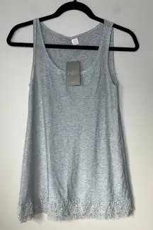 Anthropologie New w/ Tags‎ Silver Metallic Knit Tunic Top Lace Trim Size Small