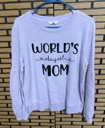 Time‎ And Tru Lavender Worlds Okayest Mom Sweatshirt Size Medium