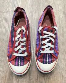 Coach Barrett Plaid Red &‎ Purple Patent Leather Sneaker Women's Size 7.5