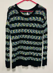 Kensie Black Multicolor Knit Y2K Sweater Size small