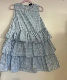 Who What Wear Light Blue Checkered Dress