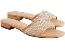 J. Crew Factory Rhinestone mesh slide sandals CI954‎ 6 NWT