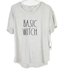 NWT Rae Dunn Basic Witch Short Sleeve T-Shirt Tee Halloween Gray Size XL NEW