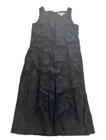 NOWT Valerie Stevens Pure Linen Black Sleeveless Midi Dress Size 8