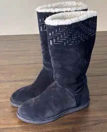 Cole Haan Womens Black Suede Tall Sherpa Lined Waterproof Boot 9 B - NEW!