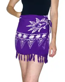Vintage Ucho Bali Purple Sunshine Celestial Beach Swim Cover-Up Mini Skirt