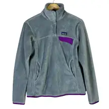 Patagonia Synchilla Snap-T Fleece Pullover Womens M Gray Purple Retro Outdoor