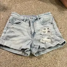 American Eagle Outfitters Light Blue Ripped Mom Jean Shorts size 4