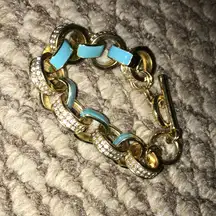 Blue Gold Bling Chain Link Bracelet