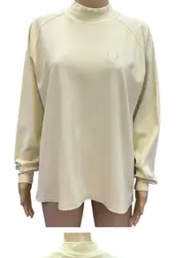 Vintage Reebok Mock Neck Pale Yellow Embroidered Horseshoe Logo Sweatshirt Large