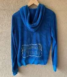 Vintage  Terry Zip Hoodie XL Logo Blue