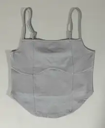 Gray Grey Solid Fitted Zipper Tank Crop Top Shirt Blouse Size M 🩶