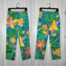 Lauren Ralph Lauren Vibrant Tropical Print Vacation Crop Ankle Pant size 4