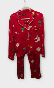Kate Spade New York Women's Pajama Set, Red Novelty Print, Size M, Sleepwear