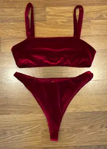 Naked wardrobe burgundy small velvet bathing suit #120