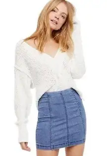 Free People  High Waisted Denim Mini Skirt