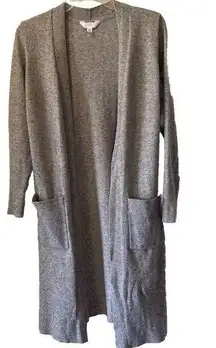 Grey Speckled Long-Sleeve Long Duster