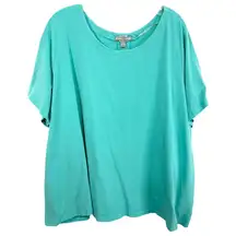 Jessica London 30W 32W Top 3X Green Short‎ Sleeve Tee Swing Trapeze A Line 790