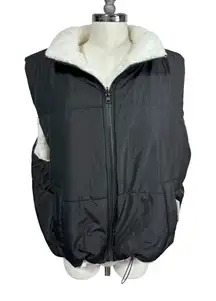 No Boundaries Women's Black Fleece Lined Zip Up Fall Winter‎ Hiking Vest Size XL