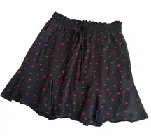 Francesca's Jun & Ivy Black Heart and Lips Kiss Print Mini Skirt Pull On Medium