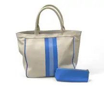 Vintage Estee Lauder Tote Bag‎ Purse Beach with Pouch Beige Blue