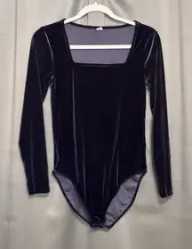 NEW Old Navy Long Sleeve Square Neck Velvet Bodysuit Black Jack Size Medium