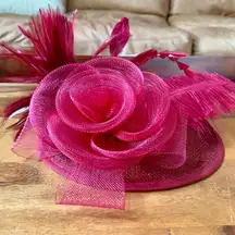 Fancy Tea Party Clip On Feather Mesh Hat