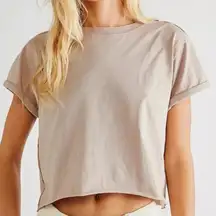 Free People Tshirt the perfect tee crop womens Cream (medium) casual basic
