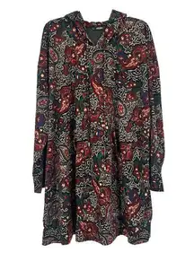 NWOT eShakti Paisley Print Hoodie Tunic Boho Black Red Drop Shoulder Size 4X