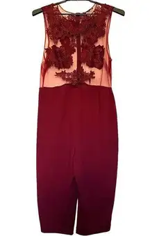 Iris Sheer Top Womens Jumper Size 3XL Burgundy Floral Lace Crop Whimsigoth Boho