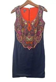 Muse Dress Sz 2 Embroidered Sleeveless Boho Artsy Art2Wear Modern BizCasual